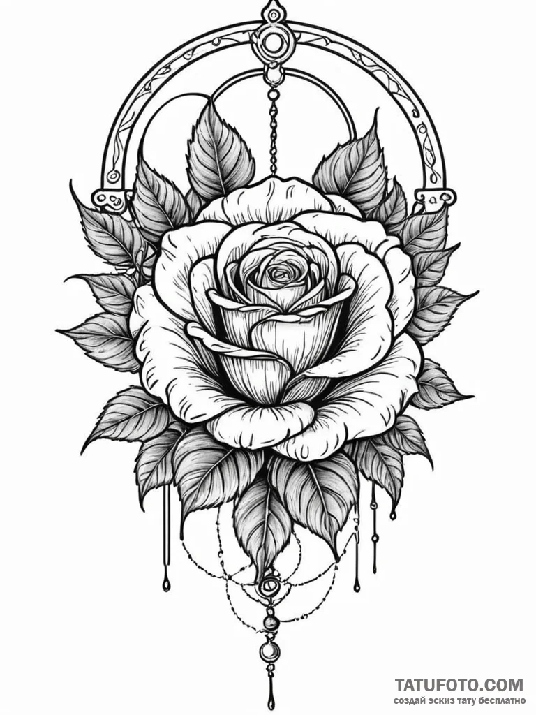 Forgotten rose beneath spectral gate, tattoo... - эскиз тату (№1751767733_0, 06.07.2025 02:08) — Tatufoto.com