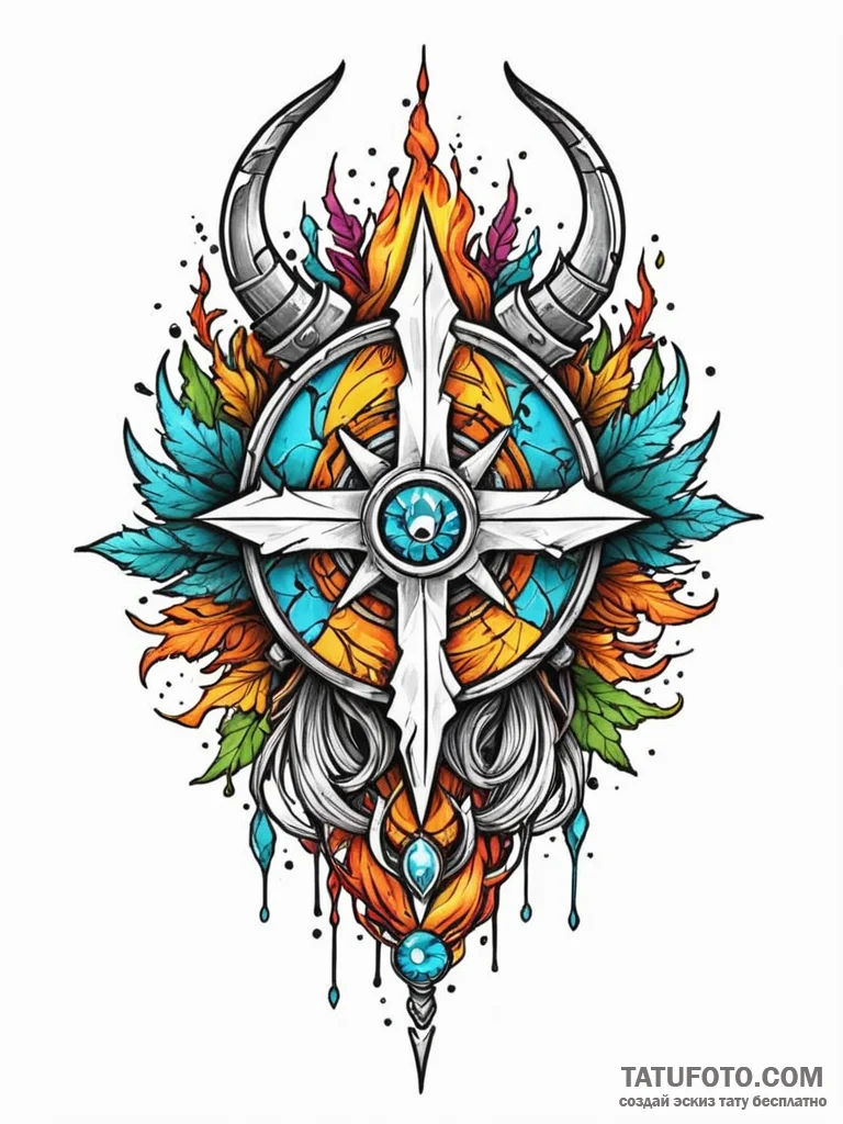 Tree rune beneath shattered helm, tattoo sket... - эскиз тату (№1751768084_0, 06.07.2025 02:14) — Tatufoto.com