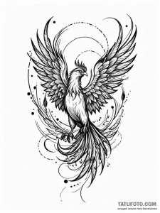 Phoenix with plumage of soft, sunset colors,... - эскиз тату (№1751768253_0, 06.07.2025 02:17) — Tatufoto.com