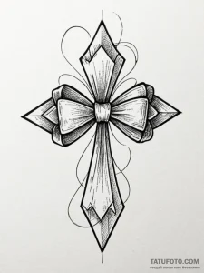 Bow, concept art for tattoo, on a clean white... - эскиз тату (№1751768421_0, 06.07.2025 02:20) — Tatufoto.com