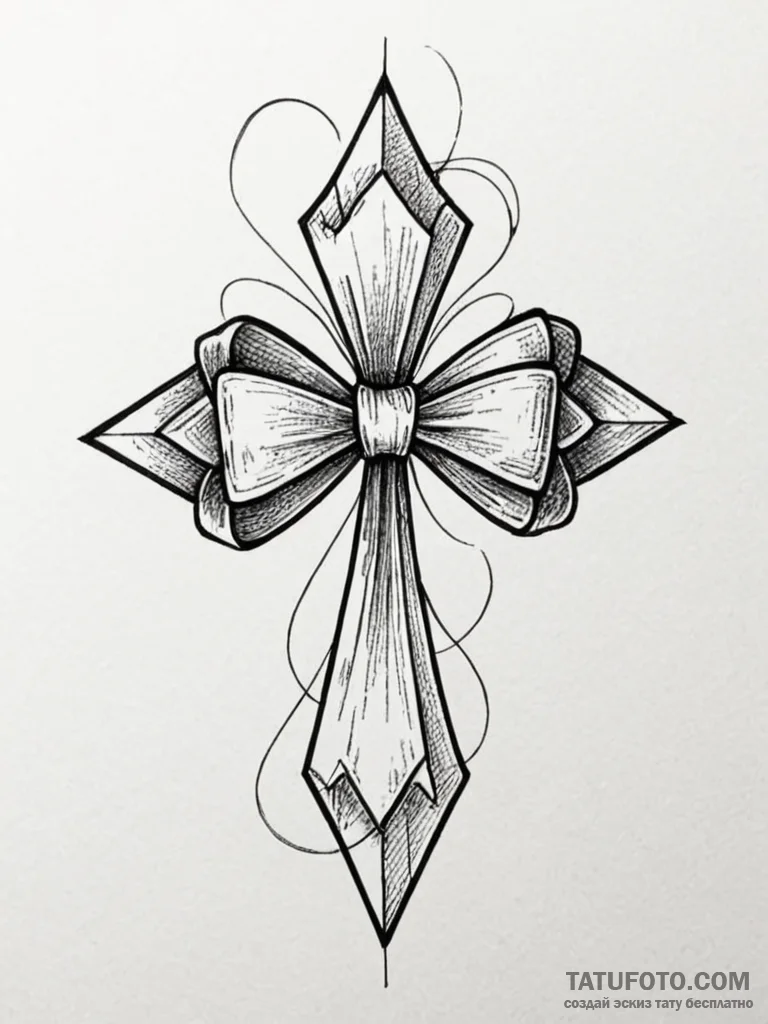 Bow, concept art for tattoo, on a clean white... - эскиз тату (№1751768421_0, 06.07.2025 02:20) — Tatufoto.com