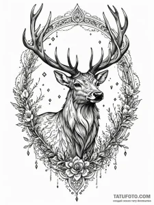 Ethereal stag under shattered sky, concept ar... - эскиз тату (№1751768589_0, 06.07.2025 02:23) — Tatufoto.com