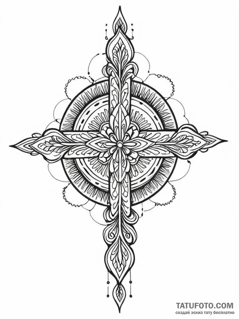 Indian, ink illustration for tattoo, on a cle... - эскиз тату (№1751768673_0, 06.07.2025 02:24) — Tatufoto.com