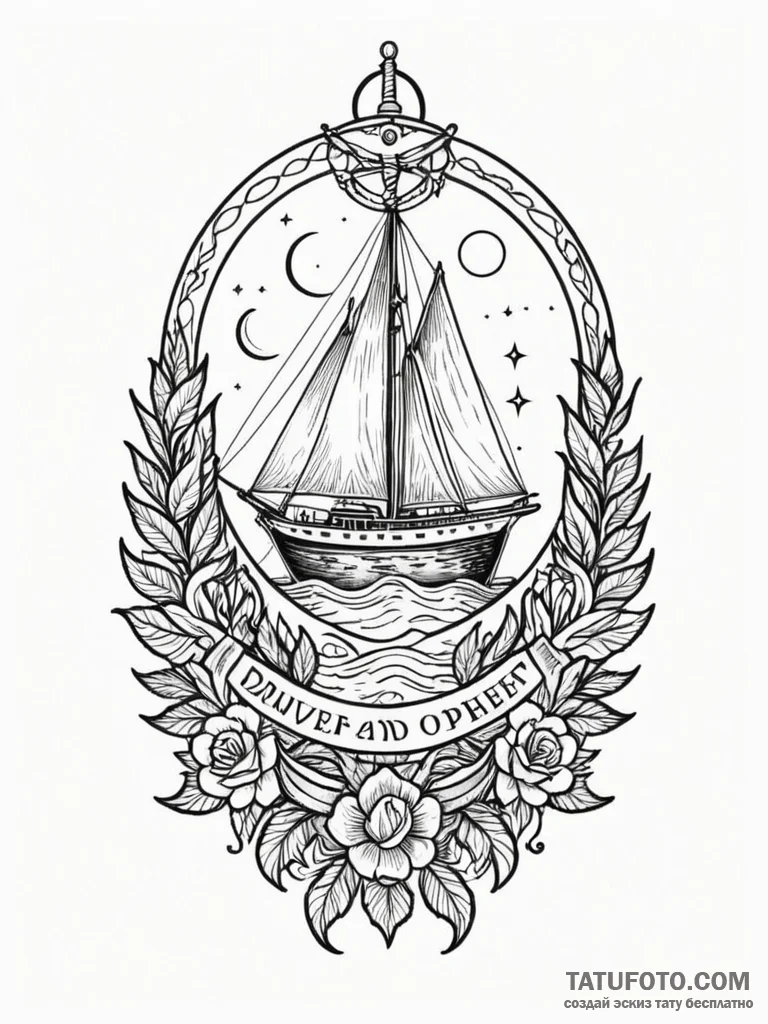N, ink illustration for tattoo, moderately de… — эскиз тату (№1751768758_0, 06.07.2025 02:25) — Tatufoto.com