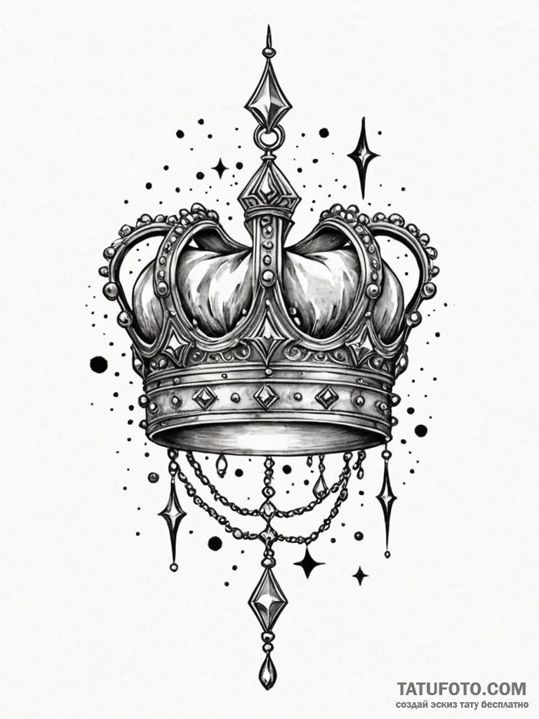 Jewel relic crowned with stars, ink illustrat… — эскиз тату (№1751768843_0, 06.07.2025 02:27) — Tatufoto.com