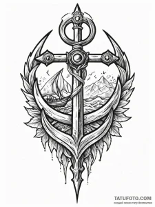 Relic trident beneath spectral tide, tattoo d... - эскиз тату (№1751769012_0, 06.07.2025 02:30) — Tatufoto.com