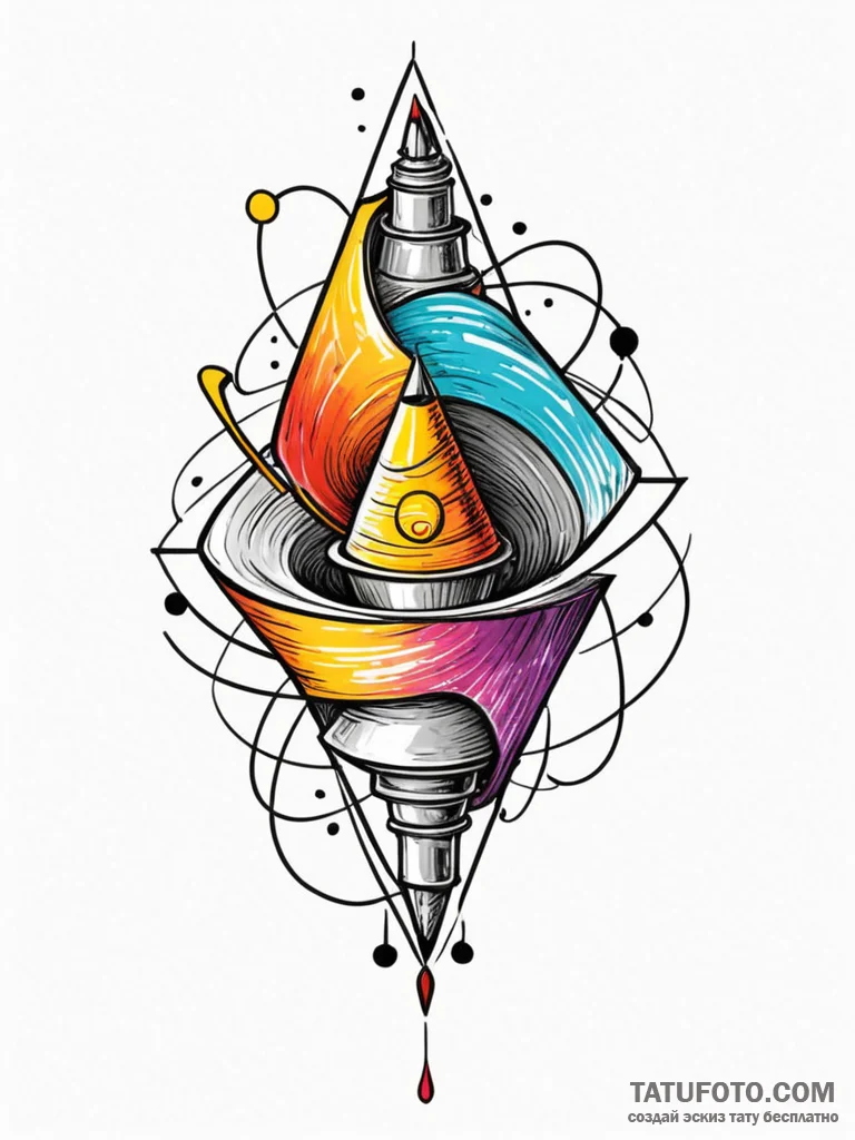 A spinning top, concept art for tattoo, fine... - эскиз тату (№1751769096_0, 06.07.2025 02:31) — Tatufoto.com