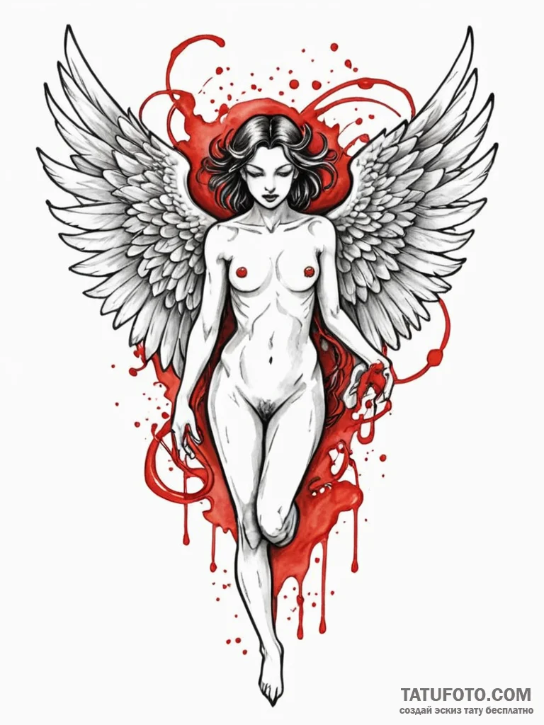 Chain-wrapped wings of fallen angel, tattoo f... - эскиз тату (№1751769184_0, 06.07.2025 02:33) — Tatufoto.com