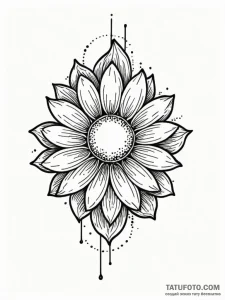 Eclipse flower blooming in darkness, tattoo l... - эскиз тату (№1751769689_0, 06.07.2025 02:41) — Tatufoto.com