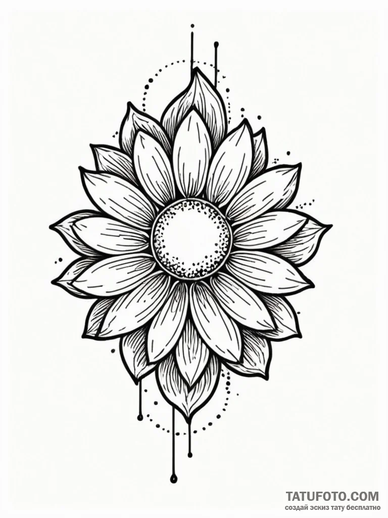 Eclipse flower blooming in darkness, tattoo l… — эскиз тату (№1751769689_0, 06.07.2025 02:41) — Tatufoto.com