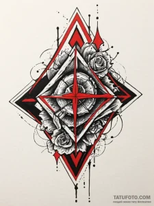 Rhombus, tattoo line art, dynamic composition... - эскиз тату (№1751769773_0, 06.07.2025 02:42) — Tatufoto.com