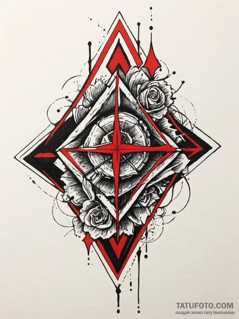 Rhombus, tattoo line art, dynamic composition... - эскиз тату (№1751769773_0, 06.07.2025 02:42) — Tatufoto.com