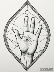 Spectral hand reaching through mirror, tattoo... - эскиз тату (№1751769858_0, 06.07.2025 02:44) — Tatufoto.com