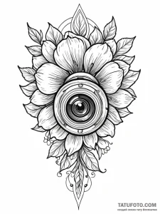 Cctv security camera with a flower growing on... - эскиз тату (№1751770027_0, 06.07.2025 02:47) — Tatufoto.com