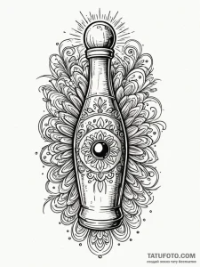 A classic bowling pin, target,, ink illustrat... - эскиз тату (№1751770656_0, 06.07.2025 02:57) — Tatufoto.com