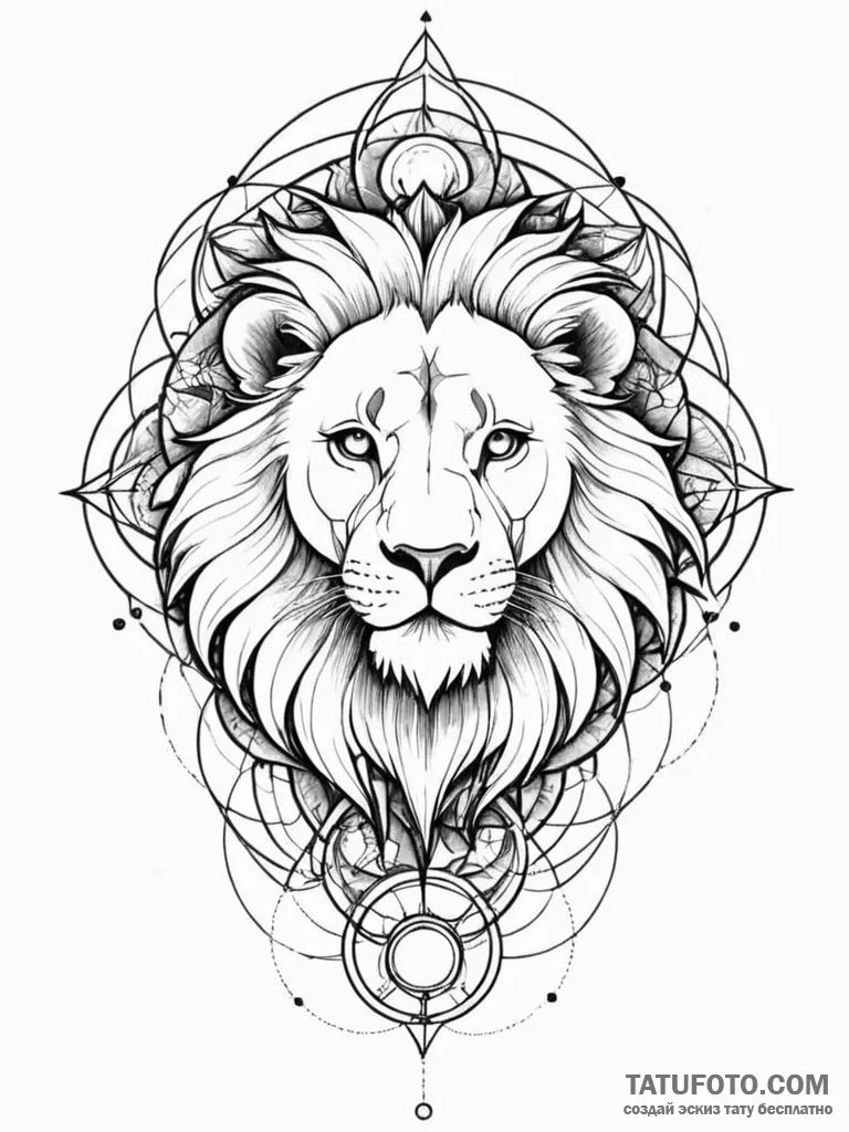 Astral lion prowling on shattered moon, tatto... - эскиз тату (№1751771075_0, 06.07.2025 03:04) — Tatufoto.com