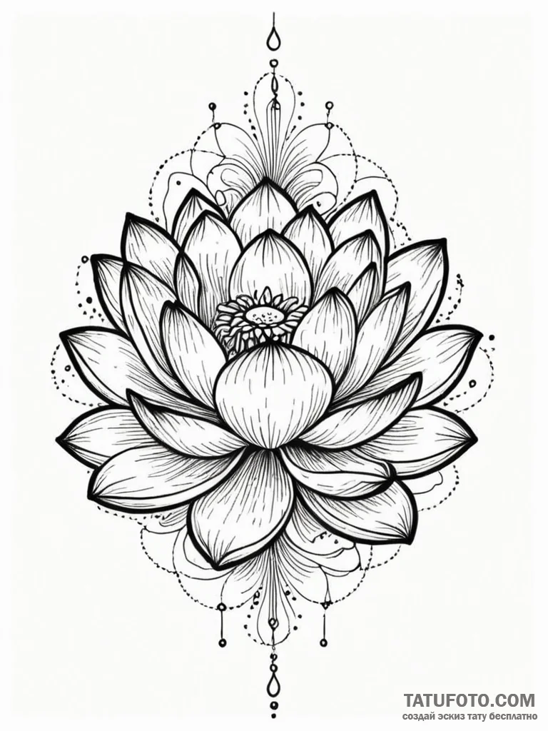 Lotus flower with petals made of polished chr... - эскиз тату (№1751771159_0, 06.07.2025 03:05) — Tatufoto.com