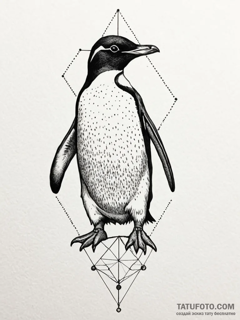 Penguin, tattoo line art, dotwork tattoo styl... - эскиз тату (№1751771413_0, 06.07.2025 03:10) — Tatufoto.com