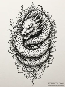 Ashen serpent entangled in roots, tattoo flas... - эскиз тату (№1751771581_0, 06.07.2025 03:13) — Tatufoto.com