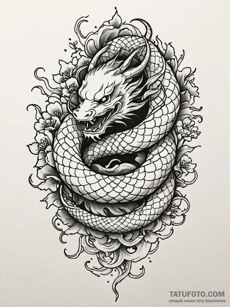 Ashen serpent entangled in roots, tattoo flas... - эскиз тату (№1751771581_0, 06.07.2025 03:13) — Tatufoto.com