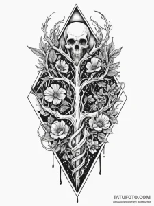 Oasis in a desert of bones, tattoo drawing ou... - эскиз тату (№1751772213_0, 06.07.2025 03:23) — Tatufoto.com