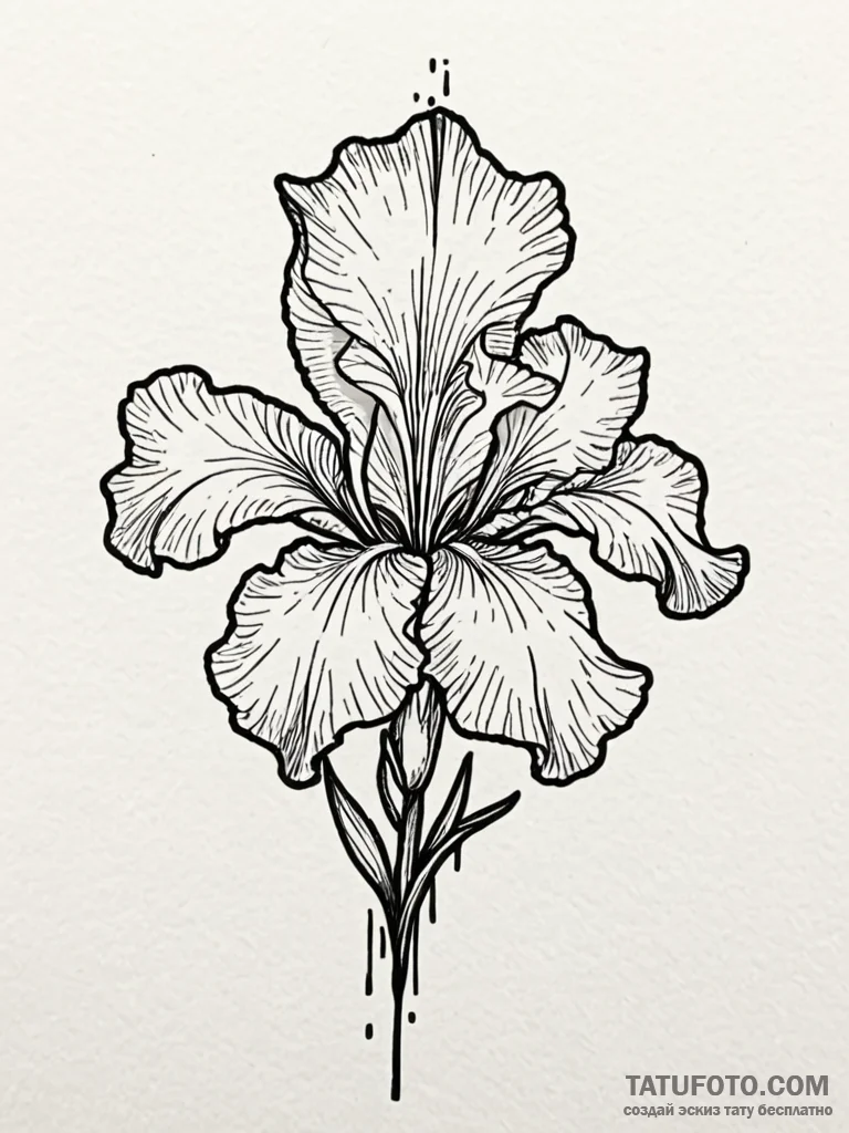 Iris, tattoo drawing outline, clear image, sh... - эскиз тату (№1751772298_0, 06.07.2025 03:24) — Tatufoto.com