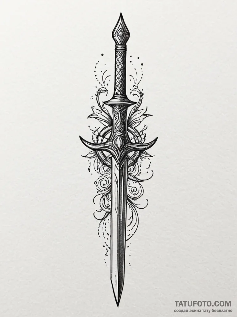 Ancient dagger in stone, ink illustration for… — эскиз тату (№1751772469_0, 06.07.2025 03:27) — Tatufoto.com