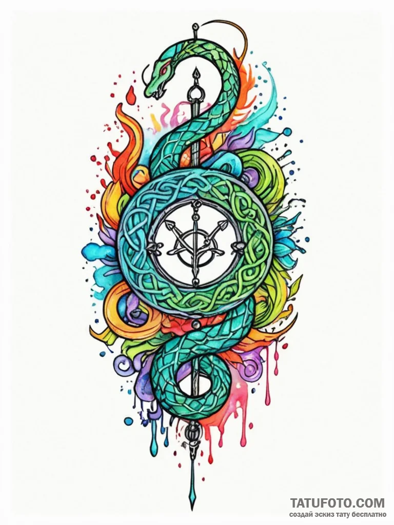 Rune cage trapping serpent, tattoo flash shee... - эскиз тату (№1751772554_0, 06.07.2025 03:29) — Tatufoto.com