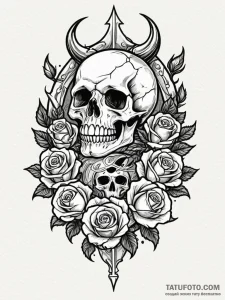 Piranha with bone fangs, tattoo line art, mut... - эскиз тату (№1751772725_0, 06.07.2025 03:32) — Tatufoto.com