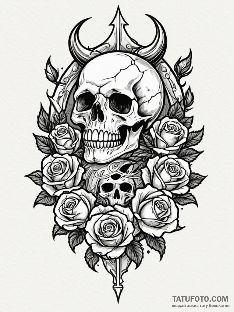 Piranha with bone fangs, tattoo line art, mut... - эскиз тату (№1751772725_0, 06.07.2025 03:32) — Tatufoto.com
