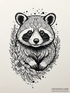Tanuki, artistic tattoo sketch, minimalist ta... - эскиз тату (№1751773154_0, 06.07.2025 03:39) — Tatufoto.com