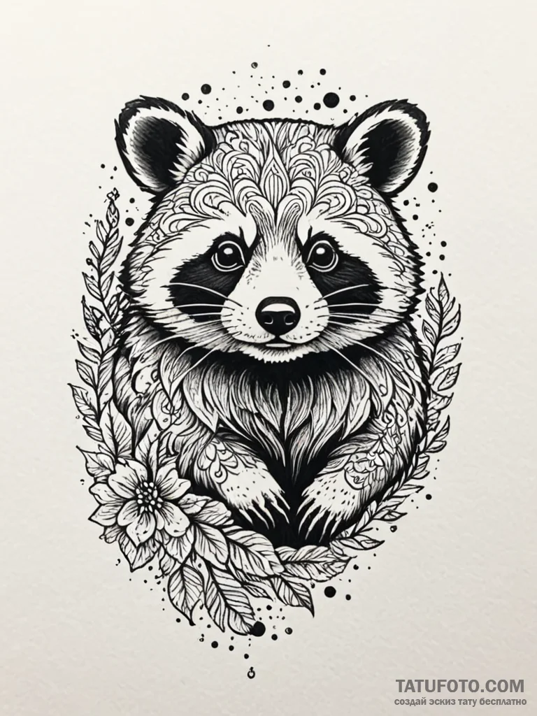 Tanuki, artistic tattoo sketch, minimalist ta... - эскиз тату (№1751773154_0, 06.07.2025 03:39) — Tatufoto.com