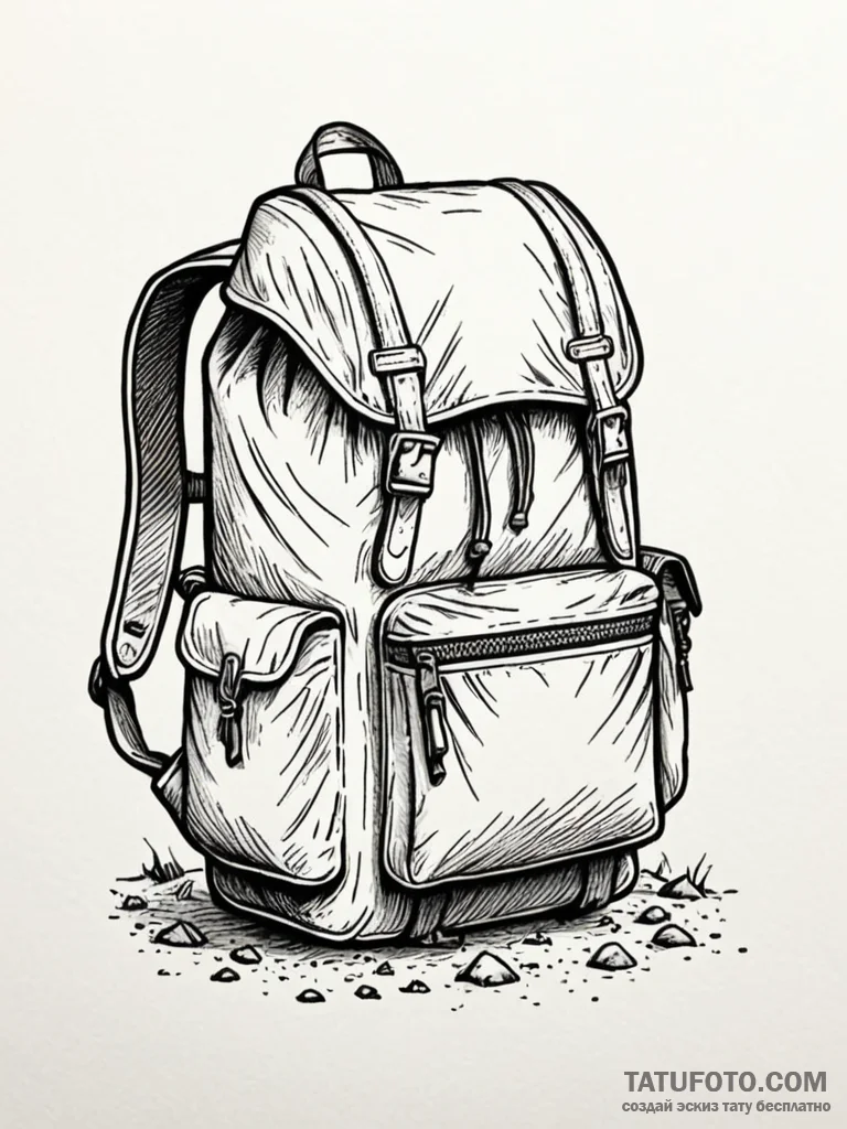 A detailed backpack for hiking, adventure,, i... - эскиз тату (№1751773493_0, 06.07.2025 03:44) — Tatufoto.com