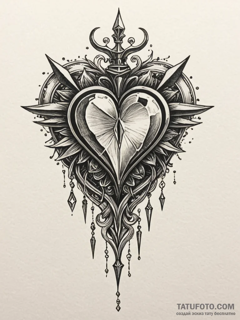 Jewel dagger piercing spectral heart, concept... - эскиз тату (№1751773746_0, 06.07.2025 03:49) — Tatufoto.com