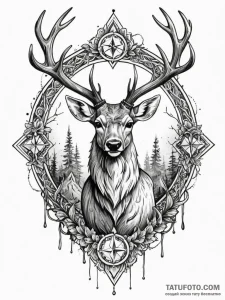 Arcane deer in ritual circle, tattoo flash sh... - эскиз тату (№1751774168_0, 06.07.2025 03:56) — Tatufoto.com