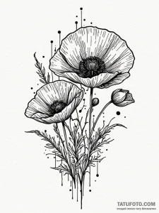 A poppy flower field, tattoo line art, styliz... - эскиз тату (№1751774423_0, 06.07.2025 04:00) — Tatufoto.com