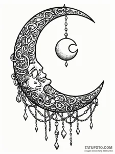 Etched chains holding moon fragment, concept... - эскиз тату (№1751774761_0, 06.07.2025 04:06) — Tatufoto.com