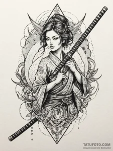Katana cutting through spectral mist, tattoo... - эскиз тату (№1751775273_0, 06.07.2025 04:14) — Tatufoto.com