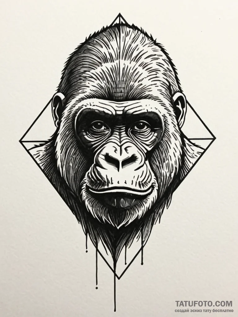 Gorilla, tattoo flash sheet design, detailed… — эскиз тату (№1751775695_0, 06.07.2025 04:21) — Tatufoto.com