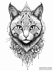 Cat, tattoo flash sheet design, muted color p... - эскиз тату (№1751775779_0, 06.07.2025 04:22) — Tatufoto.com
