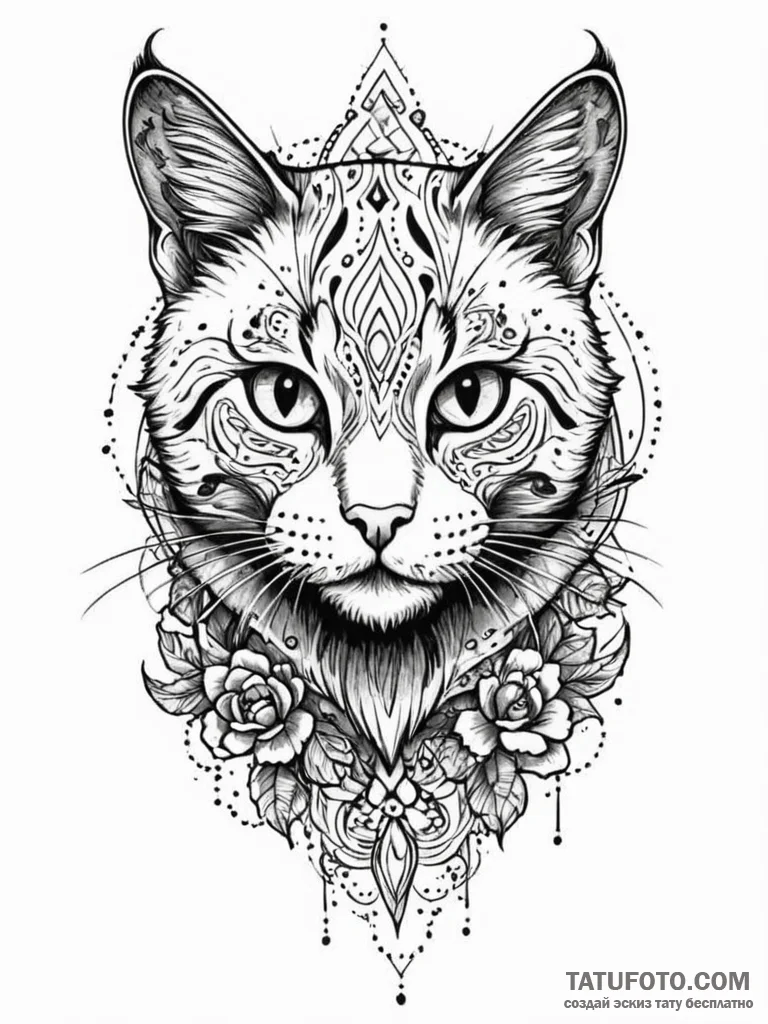 Cat, tattoo flash sheet design, muted color p… — эскиз тату (№1751775779_0, 06.07.2025 04:22) — Tatufoto.com