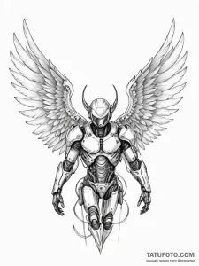 Icarus with mechanical wings - эскиз тату (№1751776203_0, 06.07.2025 04:30) — Tatufoto.com