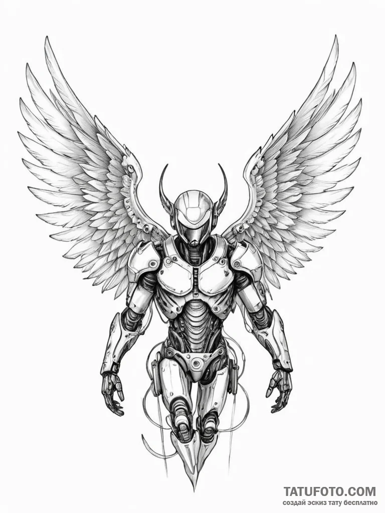 Icarus with mechanical wings - эскиз тату (№1751776203_0, 06.07.2025 04:30) — Tatufoto.com
