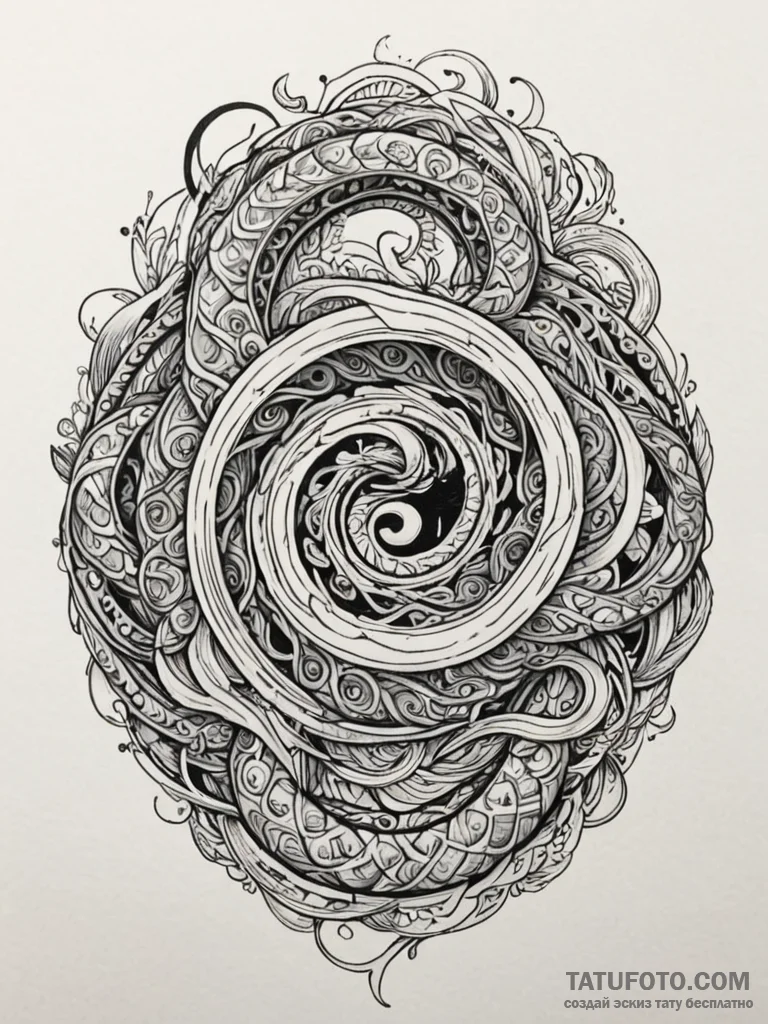 Jade serpent spiraling through void, artistic... - эскиз тату (№1751776714_0, 06.07.2025 04:38) — Tatufoto.com