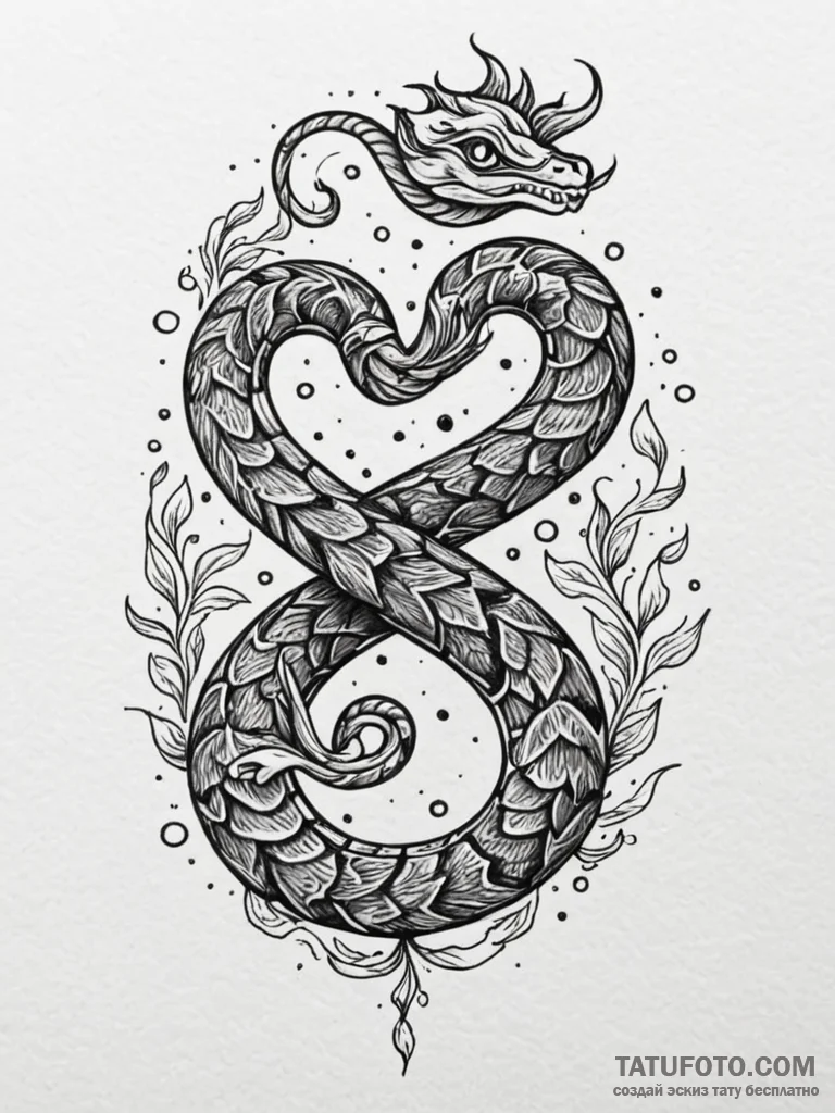 Astral serpent forming infinity loop, tattoo… — эскиз тату (№1751776888_0, 06.07.2025 04:41) — Tatufoto.com