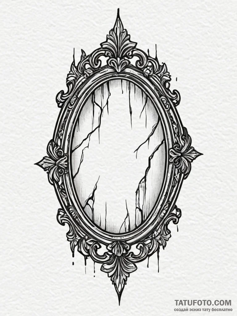 A detailed broken mirror reflection, distorte... - эскиз тату (№1751777061_0, 06.07.2025 04:44) — Tatufoto.com