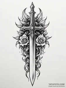 Ghost dagger crowned with bone, tattoo flash... - эскиз тату (№1751777657_0, 06.07.2025 04:54) — Tatufoto.com
