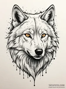 Angel wolf with glowing eyes, artistic tattoo... - эскиз тату (№1751777741_0, 06.07.2025 04:55) — Tatufoto.com