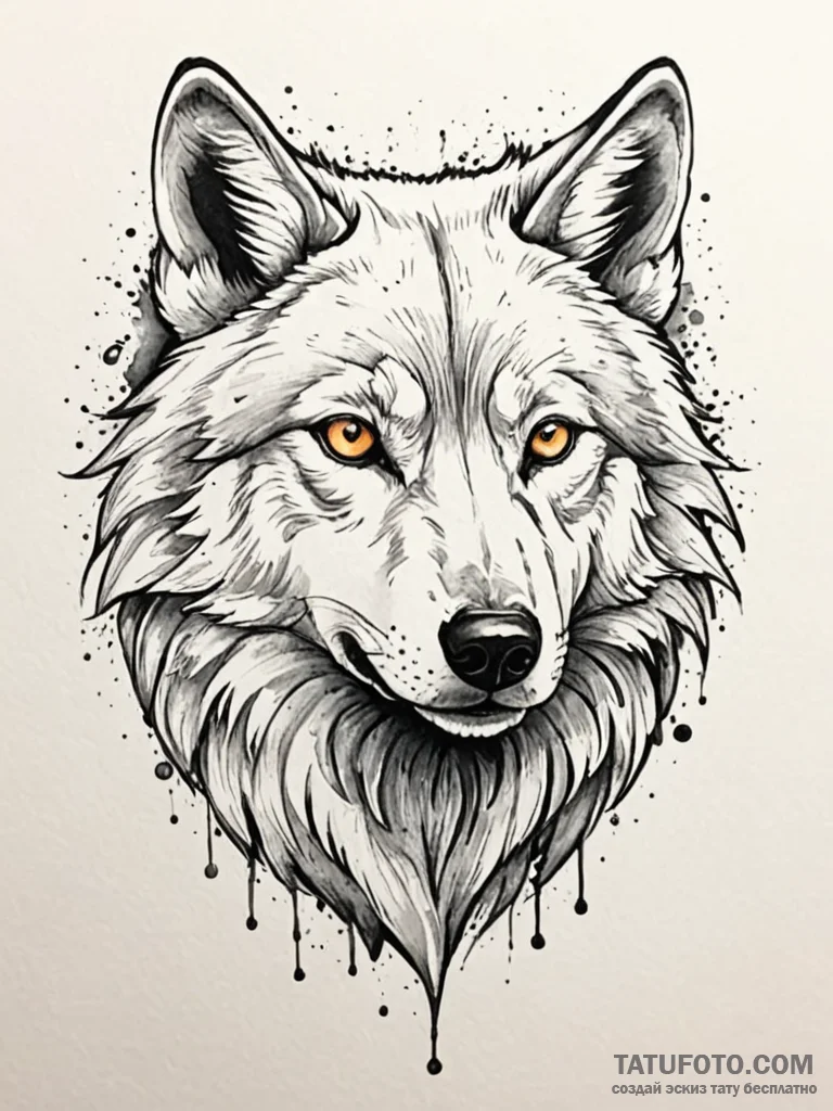 Angel wolf with glowing eyes, artistic tattoo… — эскиз тату (№1751777741_0, 06.07.2025 04:55) — Tatufoto.com