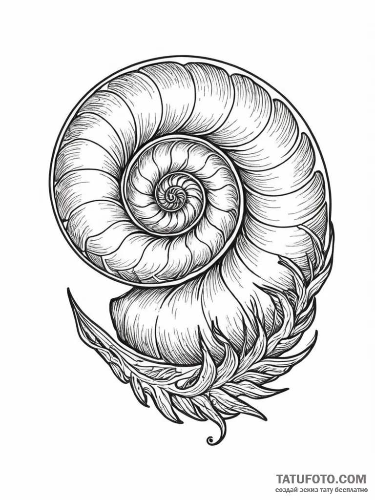 Nautilus shell, demonstrating natural growth... - эскиз тату (№1751778080_0, 06.07.2025 05:01) — Tatufoto.com